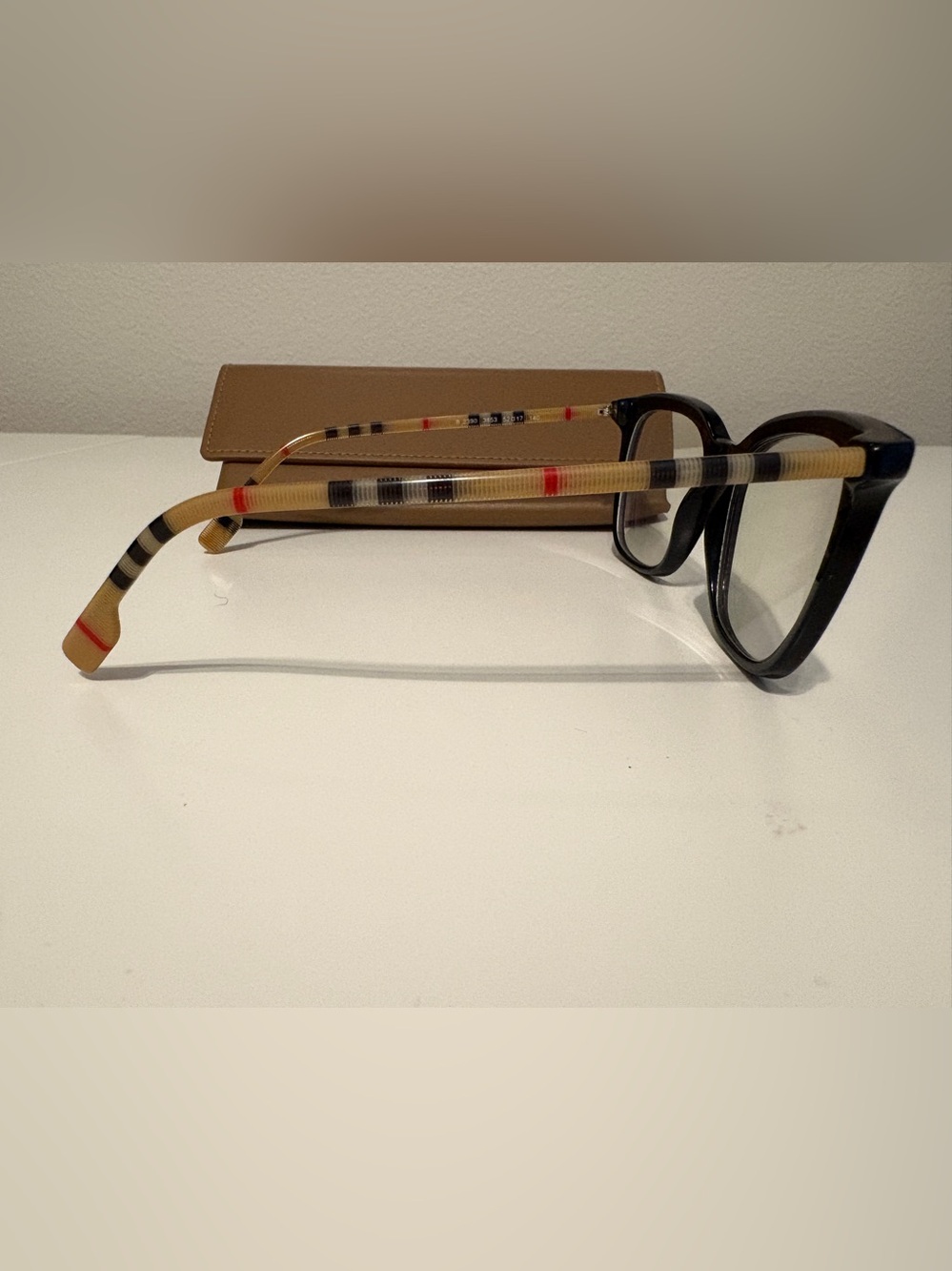 Burberry Black Frame Eyeglasses with Burberry Check Temples - Picture 3 of 8